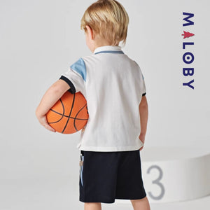 Ensemble sport polo + short- enfant Garçon- Bleu/Blanc