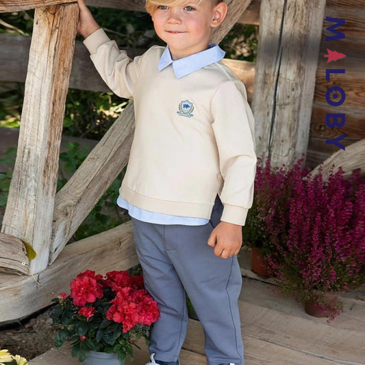 Ensemble habillé pull +pantalon enfant garçon - Beige/bleu