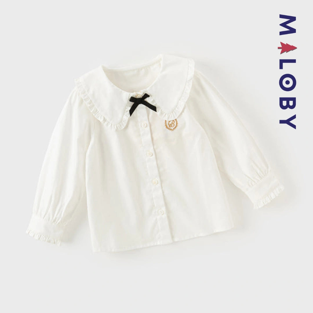 Chemise à nœud enfant fille - Blanc -robes et ensembles pour filles, bébés et garcons - MALOBY