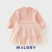 Charger l&#39;image dans la galerie, Robe princesse en maille et en tulle effet 2 en 1- Rose -robes et ensembles pour filles, bébés et garcons - MALOBY
