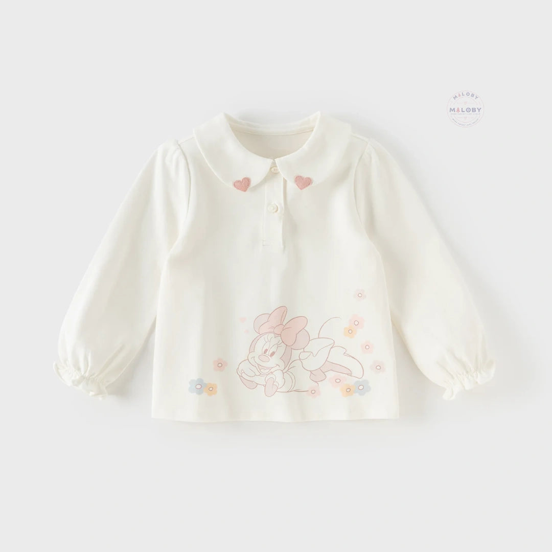 Blouse Minnie style polo enfant fille beige, vêtement enfant maroc - MALOBY