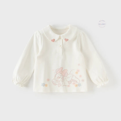 Blouse Minnie style polo enfant fille beige, vêtement enfant maroc - MALOBY