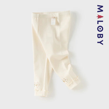 Legging à base brodée enfant fille - beige -robes et ensembles pour filles, bébés et garcons - MALOBY