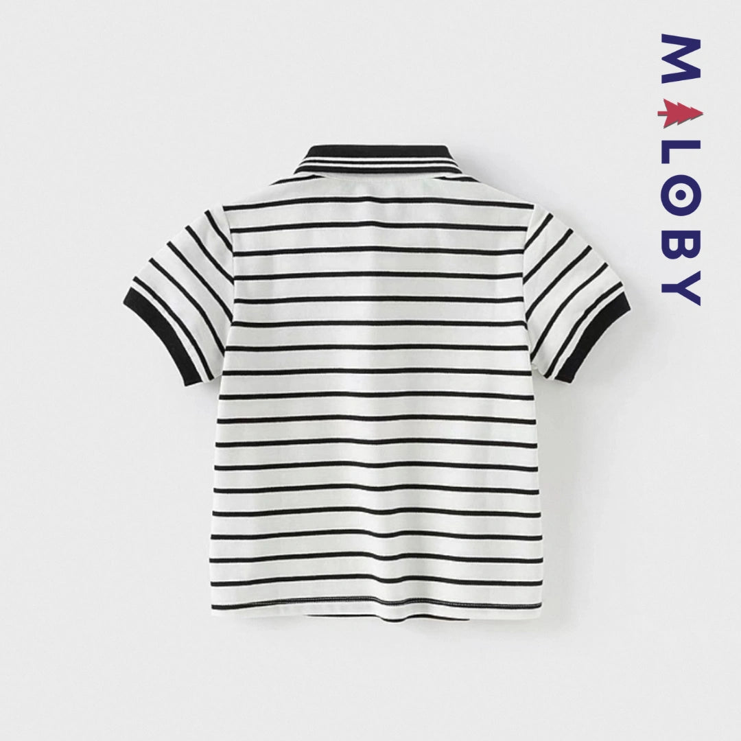 Polo rayé pour été enfants garçon - Blanc/Noir