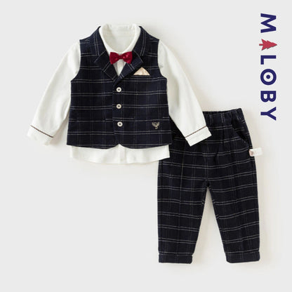 Ensemble cérémonie à carreaux enfant garçon - marine -robes et ensembles pour filles, bébés et garcons - MALOBY