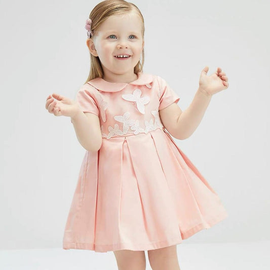 Robe de fête col claudine -Rose -robes et ensembles pour filles, bébés et garcons - MALOBY