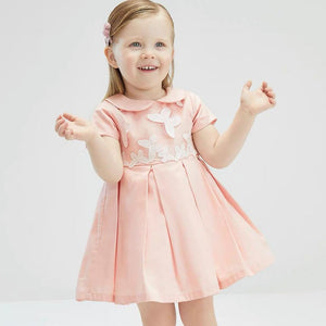 Robe de fête col claudine -Rose -robes et ensembles pour filles, bébés et garcons - MALOBY