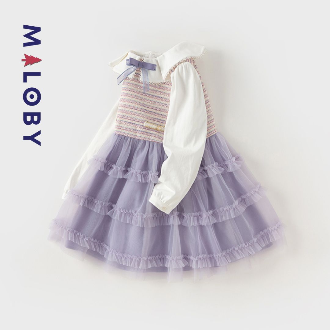 Robe de cérémonie à volants enfant fille-violet -robes et ensembles pour filles, bébés et garcons - MALOBY