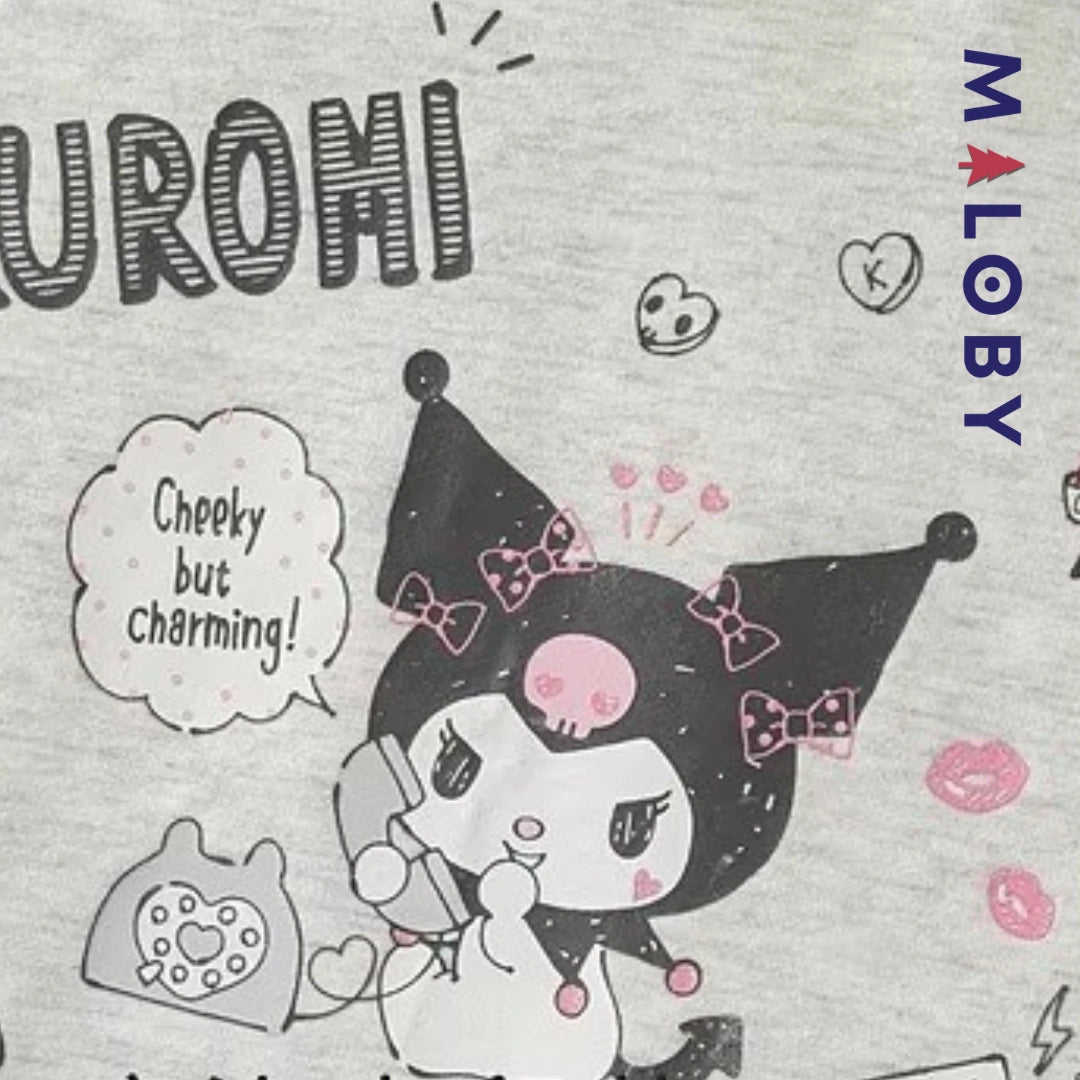 Sweat-shirt Kuromi effet 2 en 1 enfant fille -Gris -robes et ensembles pour filles, bébés et garcons - MALOBY