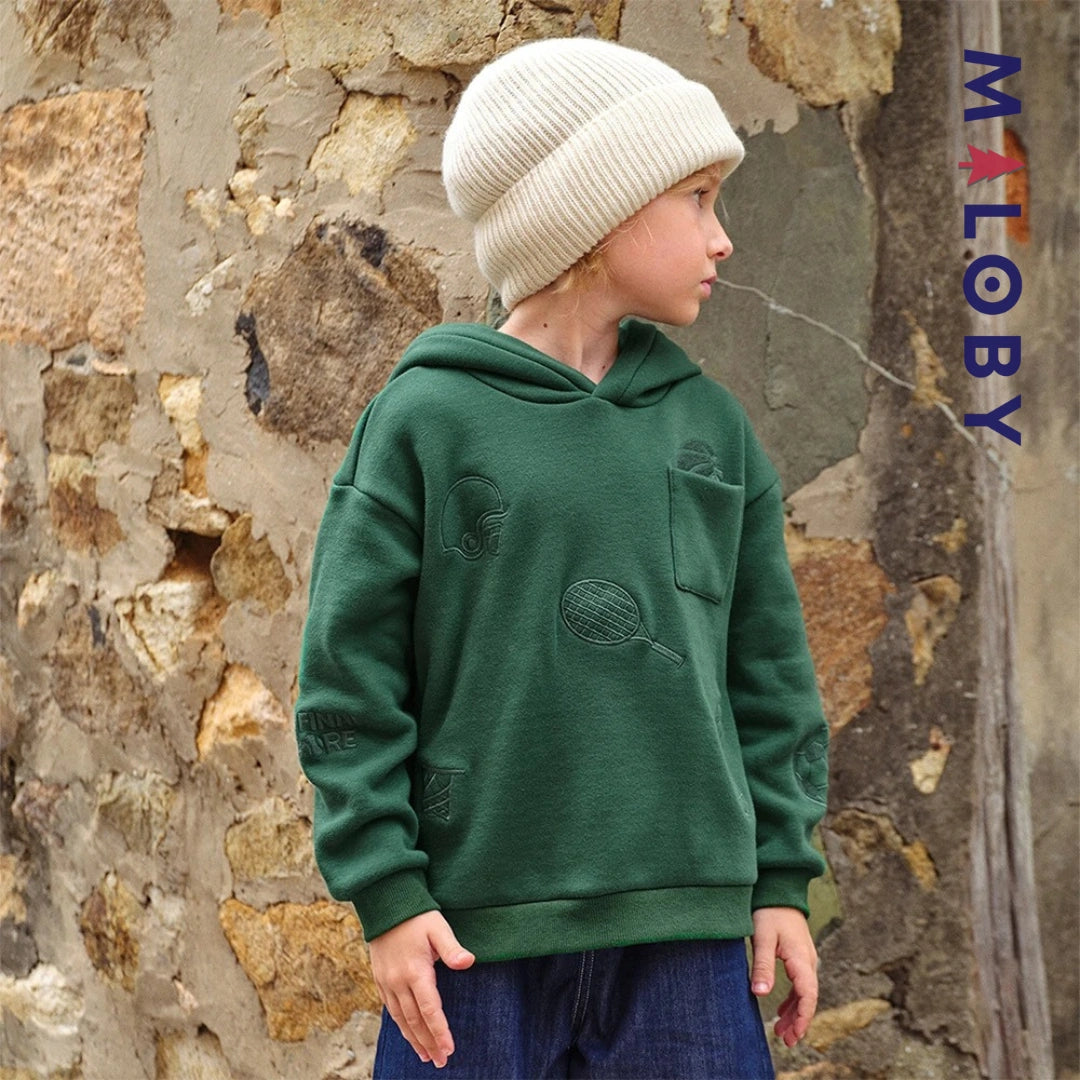 sweat à capuche doublé sherpa enfant garçon- vert