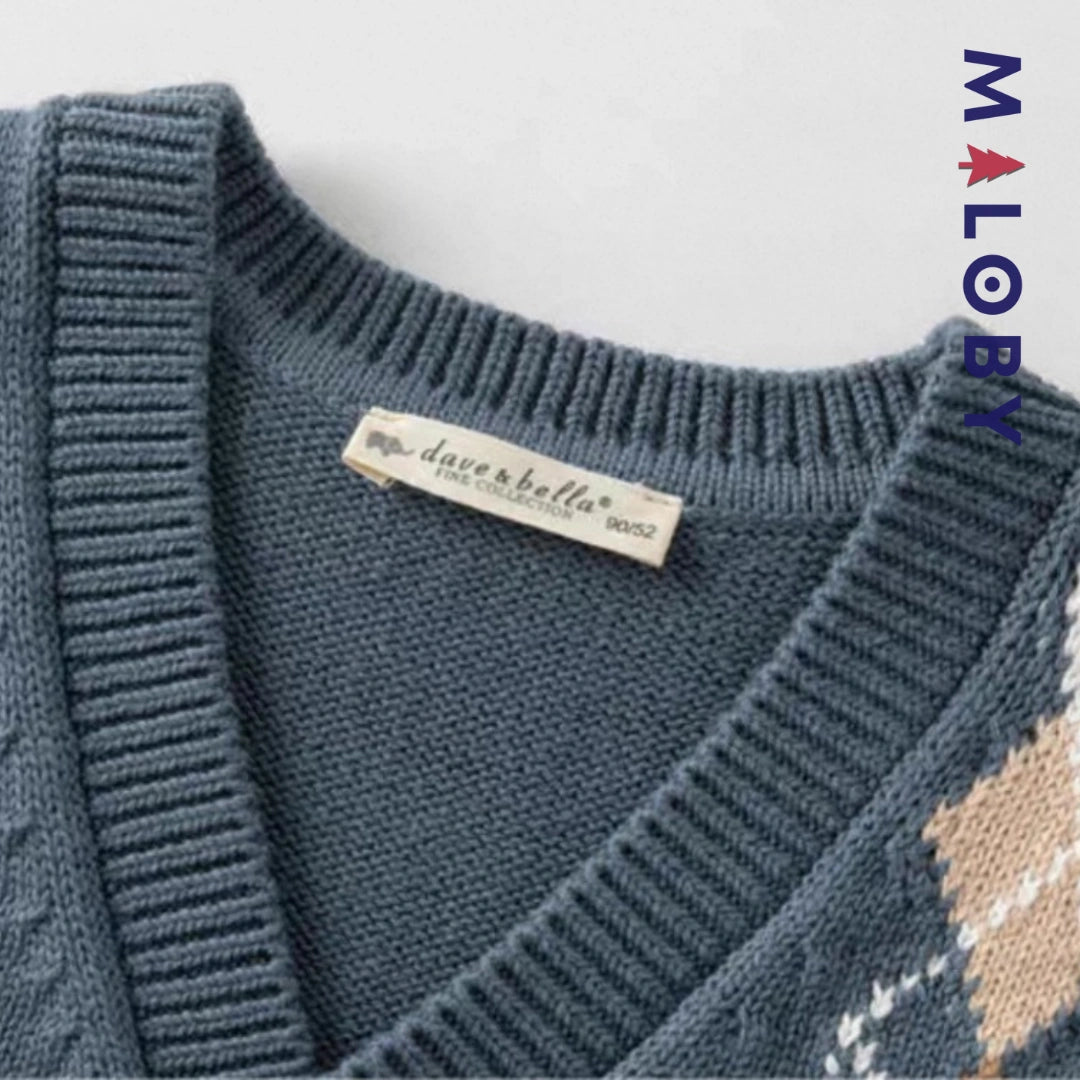 Gilet sans manches en pur coton enfant garçon -Bleu gris -robes et ensembles pour filles, bébés et garcons - MALOBY