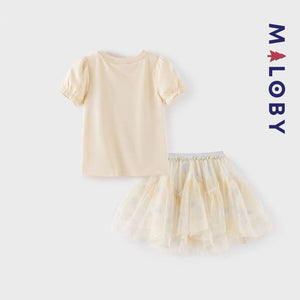 Ensemble T-shirt et Jupe enfant fille-jaune -robes et ensembles pour filles, bébés et garcons - MALOBY