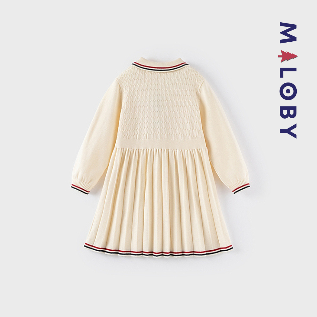 Robe en maille manches longues enfant fille- beige -robes et ensembles pour filles, bébés et garcons - MALOBY