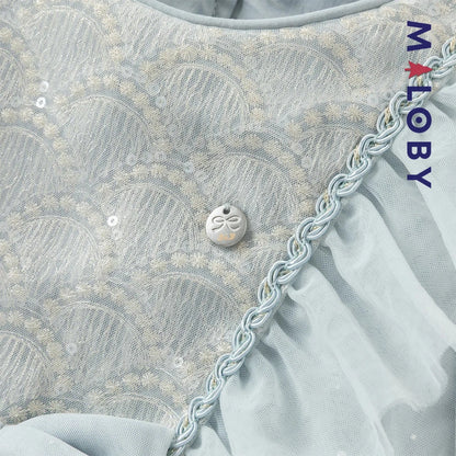 Robe de cérémonie à volants enfant fille -Bleu ciel