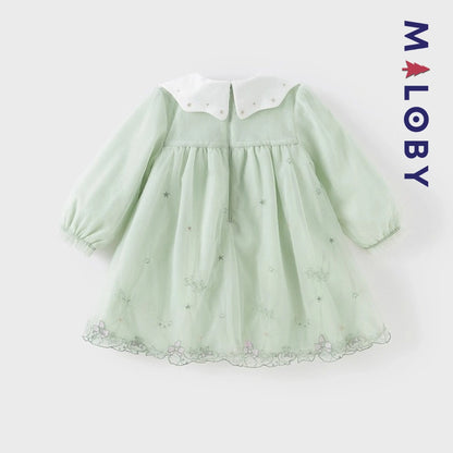 Robe star col claudine- Vert