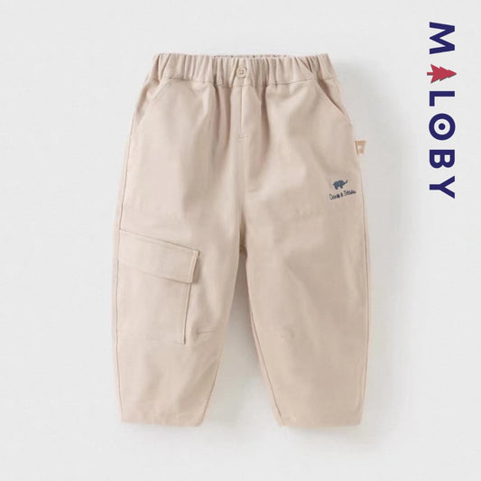 Pantalon cargo décontracté enfant garçon-Beige -robes et ensembles pour filles, bébés et garcons - MALOBY