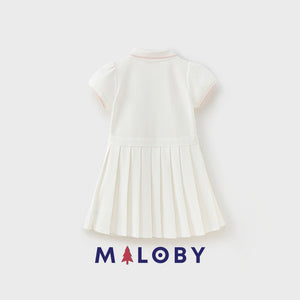 Robe enfant fille en piqué de coton - blanc -robes et ensembles pour filles, bébés et garcons - MALOBY