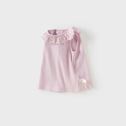 Gilet tricoté sans manches enfant fille - Jaune/violet