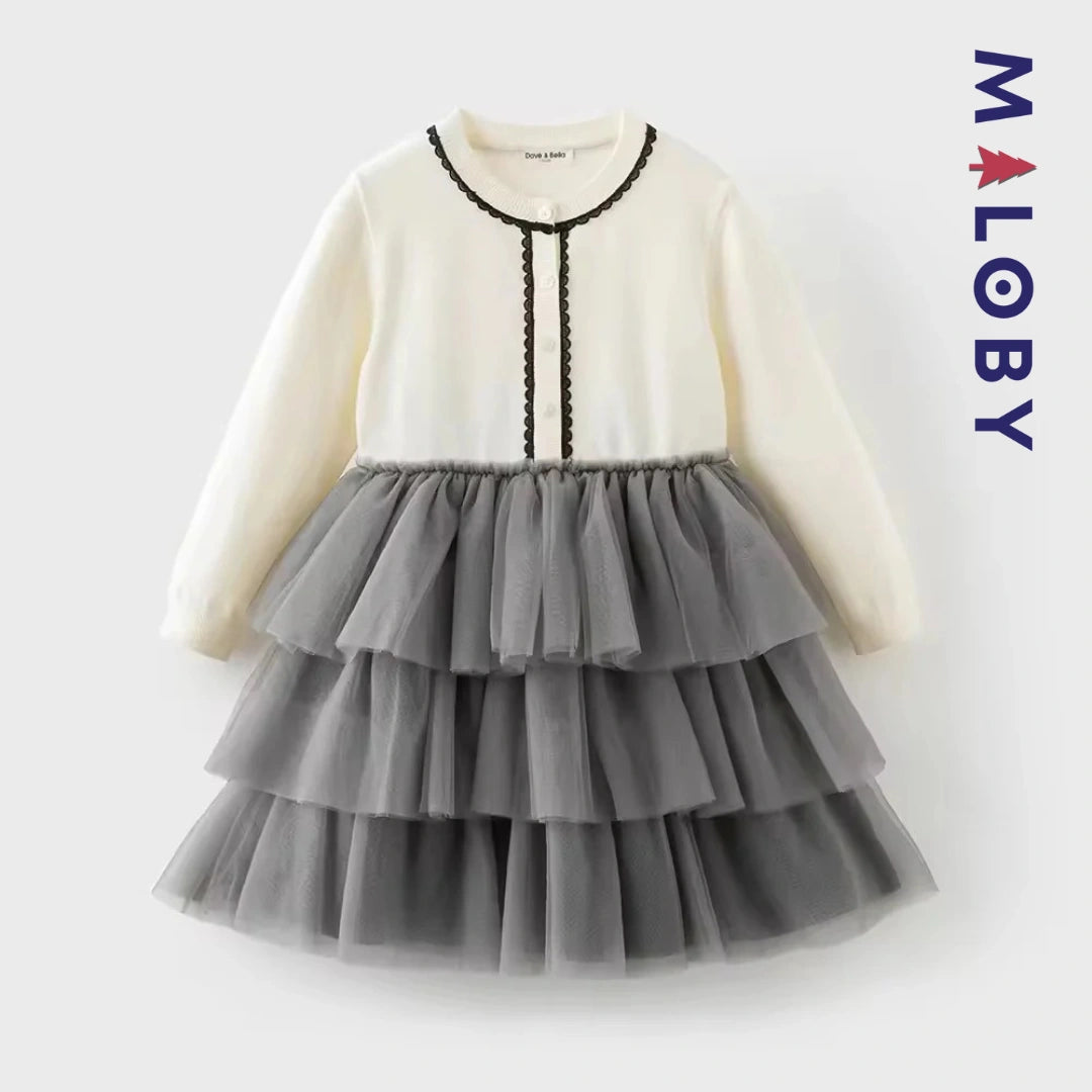 Robe de cérémonie à volants enfant fille - blanc