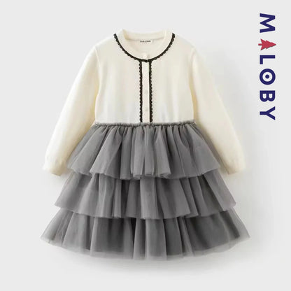 Robe de cérémonie à volants enfant fille - blanc