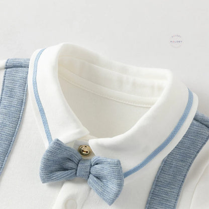 Combinaison cérémonie avec nœud papillon enfant garçon bleu, vêtement bébé maroc - MALOBY