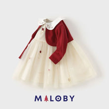 Charger l&#39;image dans la galerie, Robe cérémonie avec boléro intégré- Rouge -robes et ensembles pour filles, bébés et garcons - MALOBY
