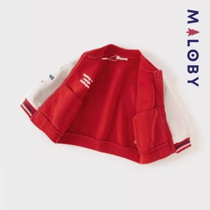 Sweat style teddy en molleton garçon - rouge -robes et ensembles pour filles, bébés et garcons - MALOBY