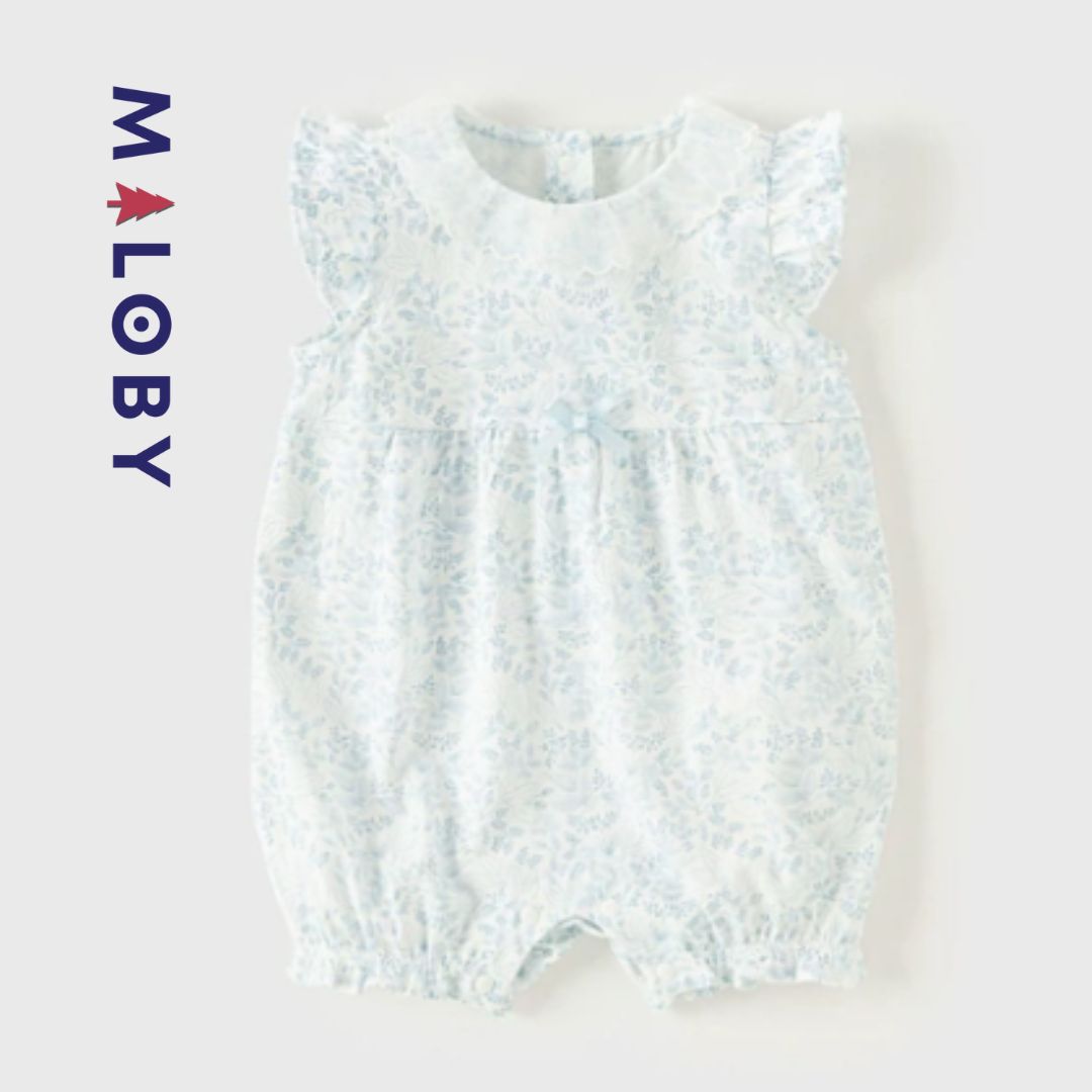 Ensemble combinaison +chapeau bébé fille - blanc/bleu -robes et ensembles pour filles, bébés et garcons - MALOBY