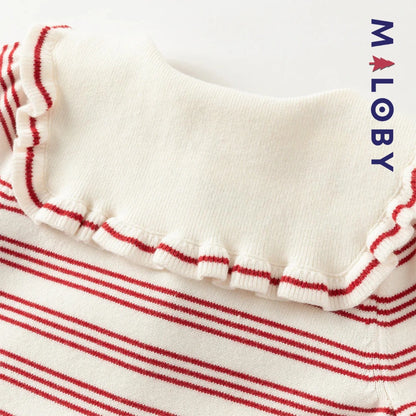 Robe en tricot manches longues enfant fille - Rouge