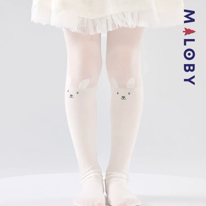Collants fins motifs fantaisie enfant fille -Blanc
