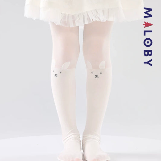 Collants fins motifs fantaisie enfant fille -Blanc
