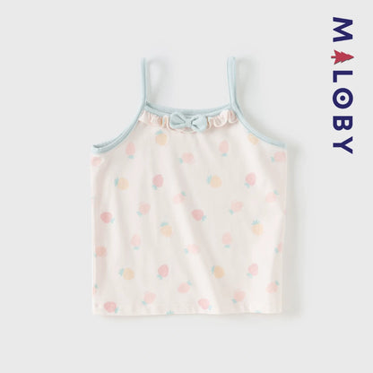 Débardeurs doux d'été enfant fille -Orange/Bleu ciel