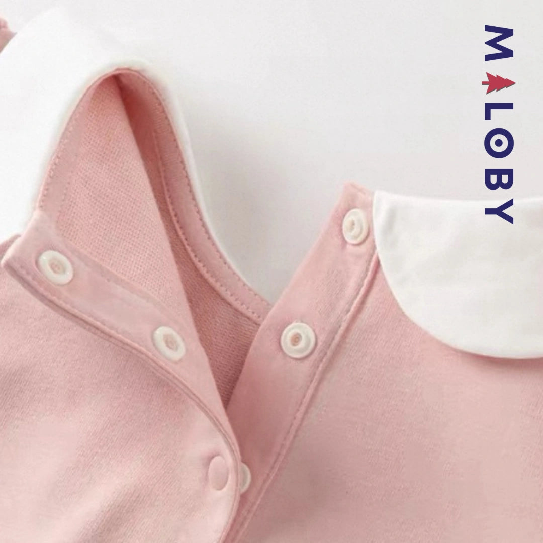 Robe courte bi-matière effet 2 en 1 enfant fille -Rose -robes et ensembles pour filles, bébés et garcons - MALOBY