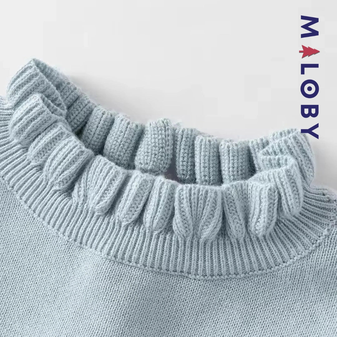 Robe princesse bi-matière enfant fille -Bleu ciel -robes et ensembles pour filles, bébés et garcons - MALOBY