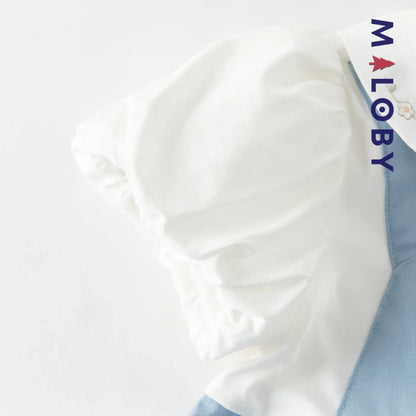 Robe été bi-matière effet 2 en 1 enfant fille- Bleu
