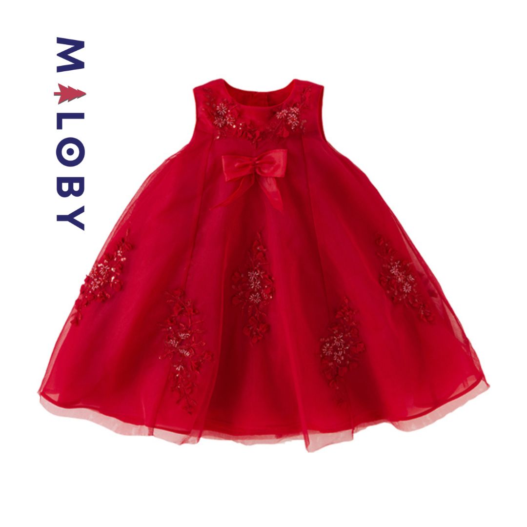 Robe cérémonie perlée- Rouge -robes et ensembles pour filles, bébés et garcons - MALOBY