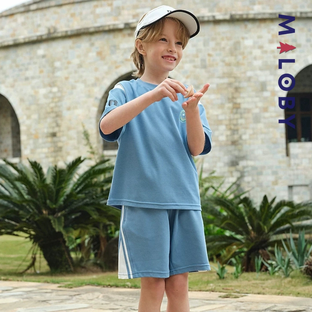 Ensemble été 2 pièces antibactérien enfant garçon -Bleu