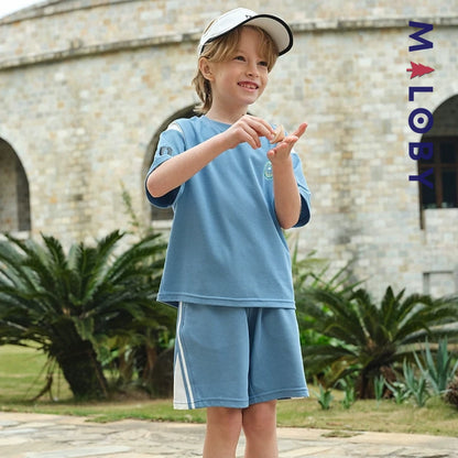 Ensemble été 2 pièces antibactérien enfant garçon -Bleu