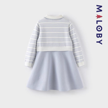 Robe manches longues enfant fille - bleu ciel -robes et ensembles pour filles, bébés et garcons - MALOBY