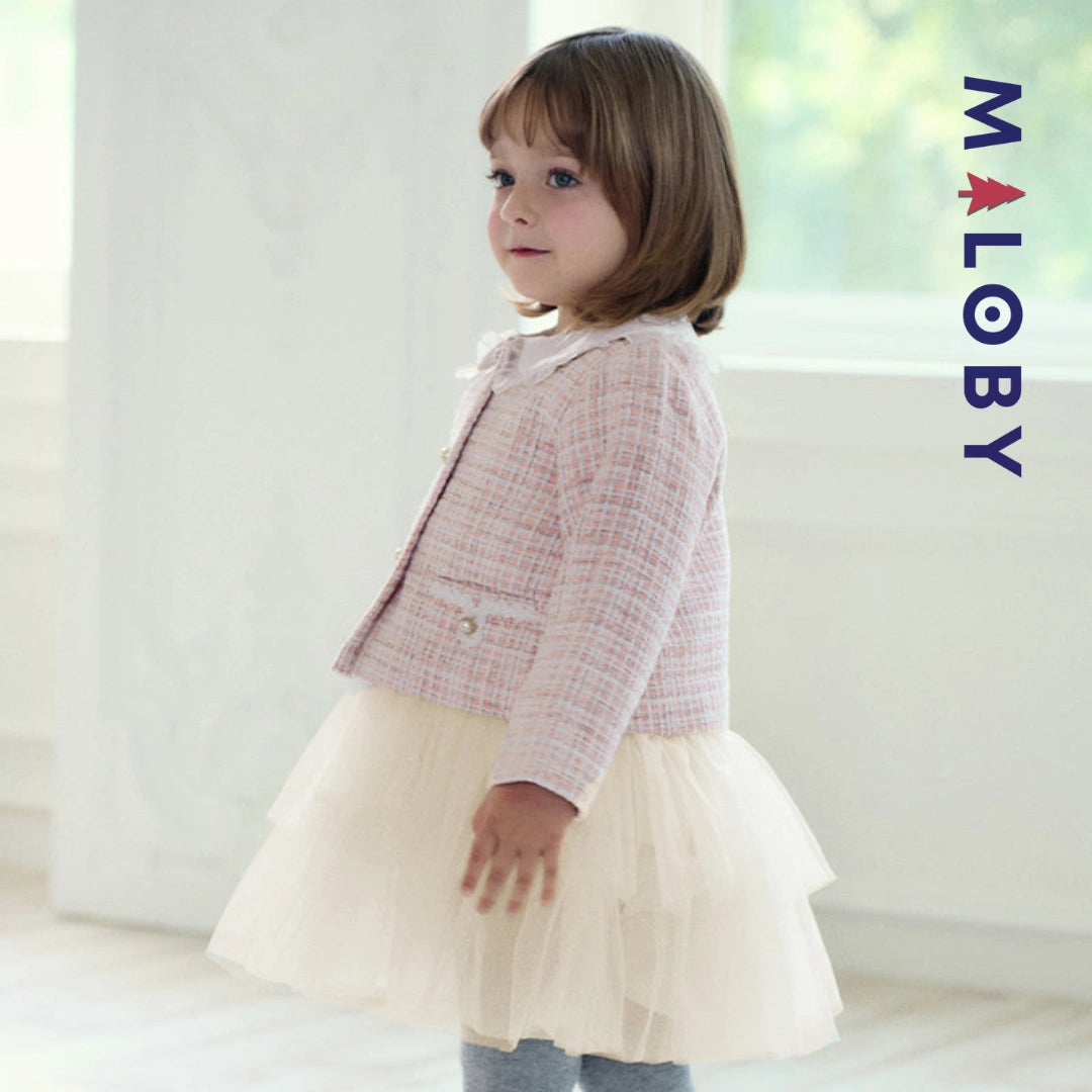 Ensemble cérémonie Robe + veste enfant fille-Rose -robes et ensembles pour filles, bébés et garcons - MALOBY