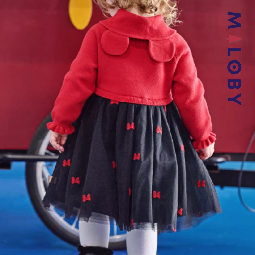Robe Minnie bi-matière enfant fille -Rouge -robes et ensembles pour filles, bébés et garcons - MALOBY