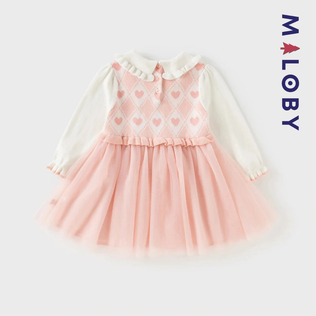 Robe princesse bi-matière enfant fille - rose -robes et ensembles pour filles, bébés et garcons - MALOBY