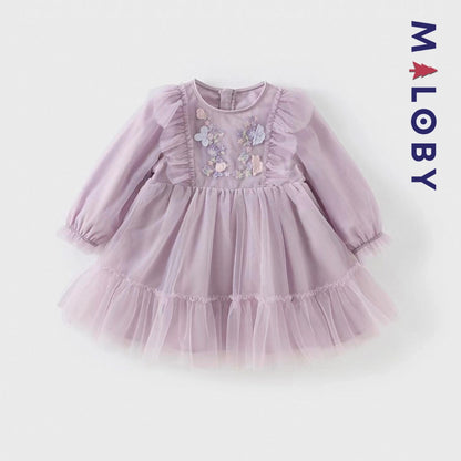 Robe de cérémonie volontée en tulle - violet