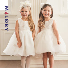 Charger l&#39;image dans la galerie, Robe cérémonie fleurettes -Blanc -robes et ensembles pour filles, bébés et garcons - MALOBY
