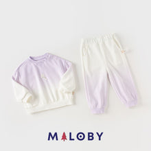 Charger l&#39;image dans la galerie, Ensemble sport fille sweat + pantalon - violet -robes et ensembles pour filles, bébés et garcons - MALOBY
