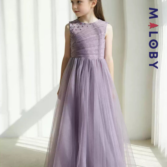 Robe princesse en tulle perlée -Violet