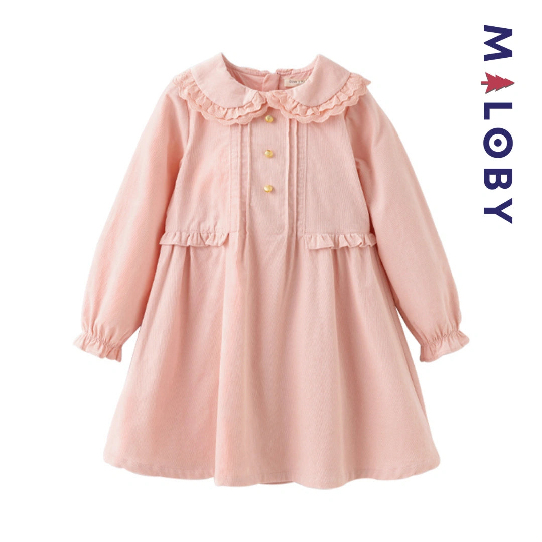 Robe en velours côtelé enfant fille- rose -robes et ensembles pour filles, bébés et garcons - MALOBY