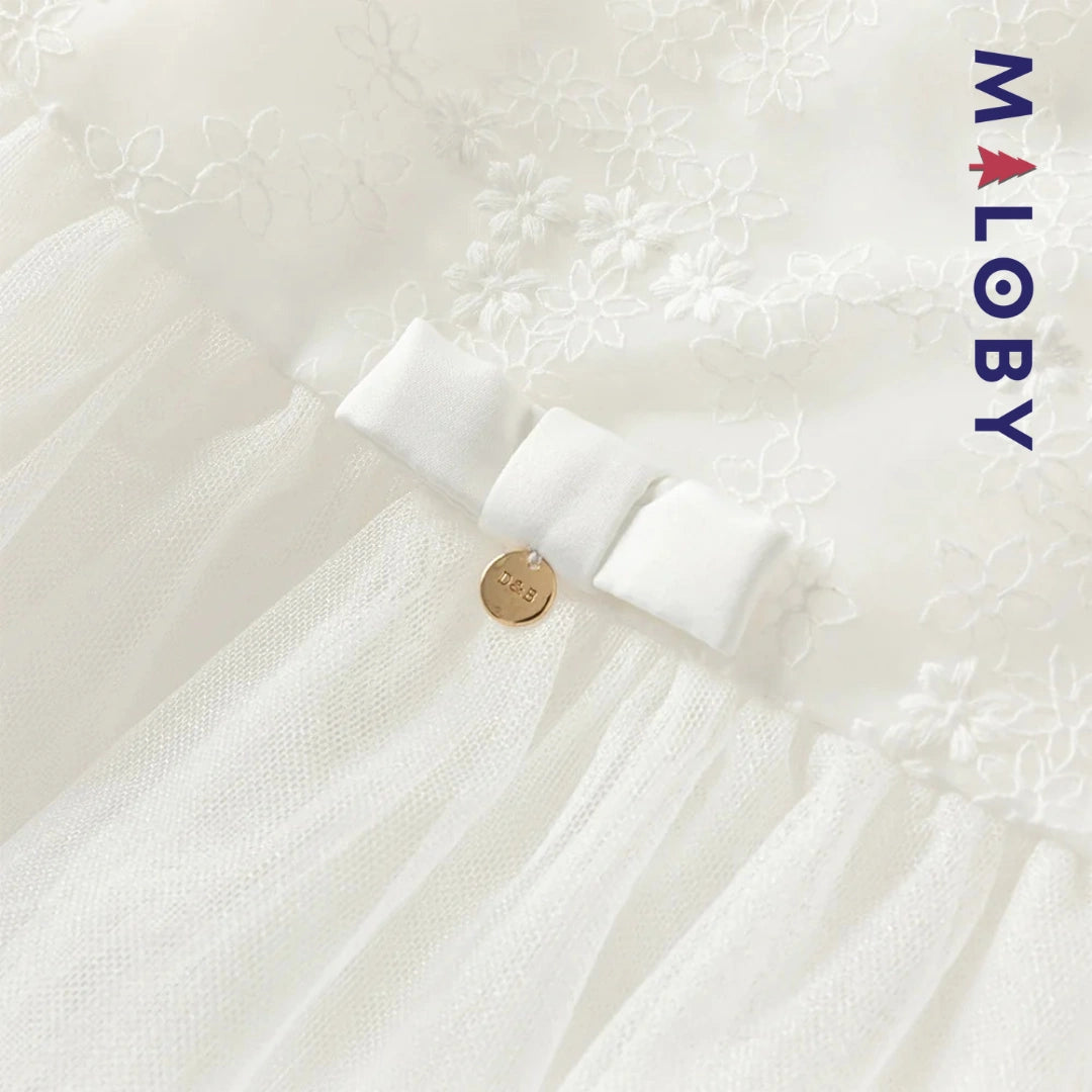 Robe haute couture de cérémonie enfant fille -Blanc