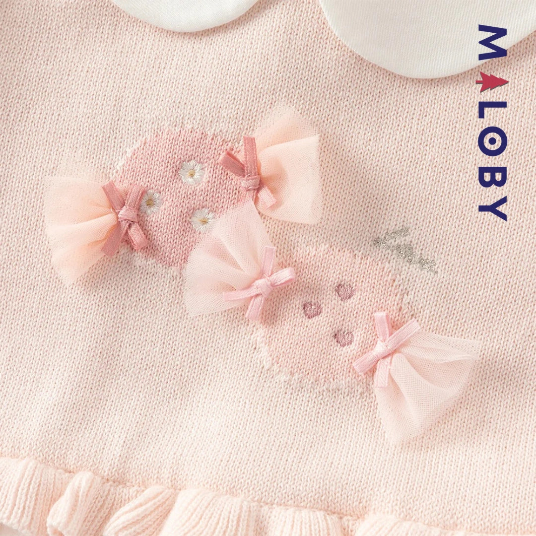 Robe bi-matière rose effet 2 en 1 avec motif bonbon