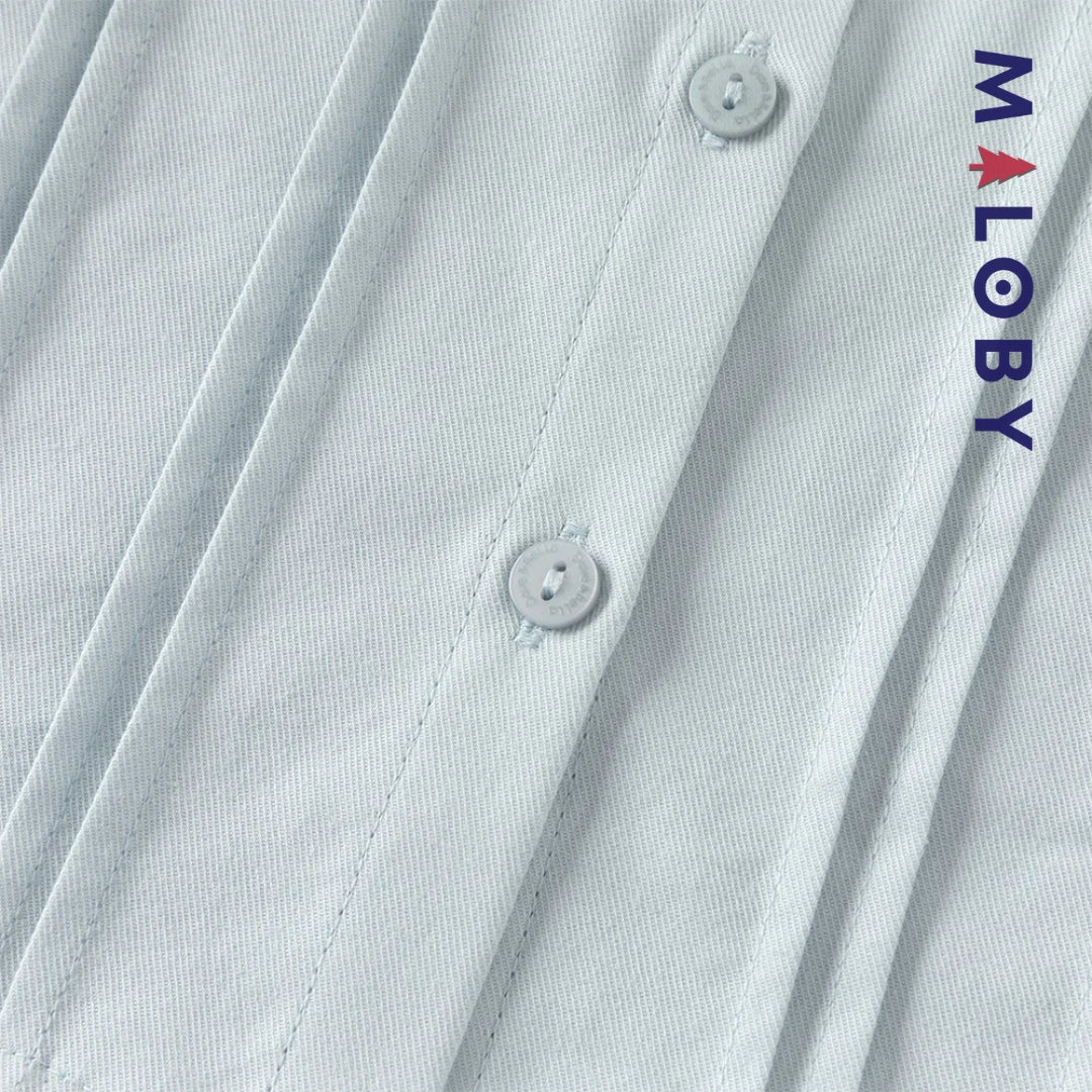 Ensemble habillé 2 pièces Chemise + Jupon plissé enfant fille -Bleu